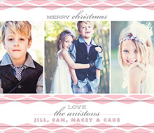 Pink and Grey Diamonds Geometric Printable Holiday Photo Card
